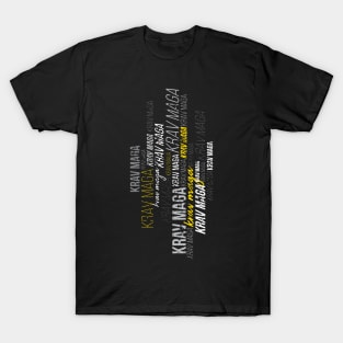 Krav Maga Cool Yellow Lettering Workout Design T-Shirt